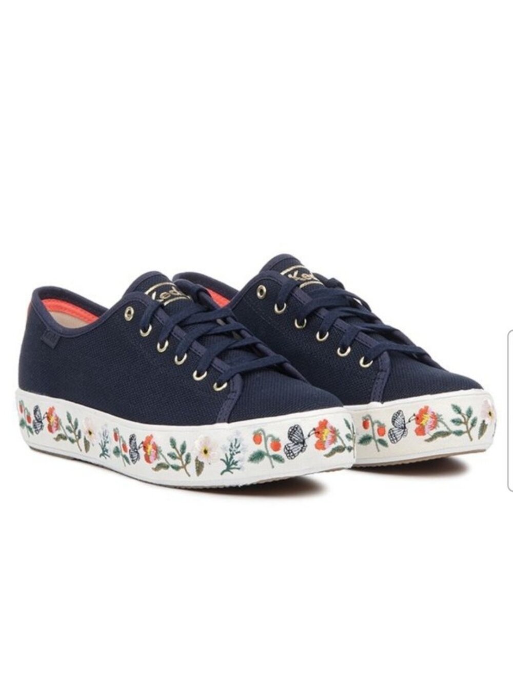 Keds x Rifle Paper Strawberry Fields Triple Kick Platform Sneakers Womens 7.5 - Picture 1 of 7
